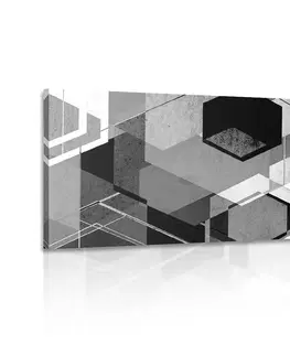 Černobílé obrazy Obraz abstraktní geometrie v černobílém provedení
