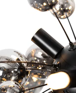 Zavesna svitidla Designová závěsná lampa černá s kouřovým sklem 8 světel - Explode