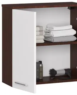 Koupelnový nábytek Ak furniture Závěsná koupelnová skříňka Fin 60 cm venge/bílá