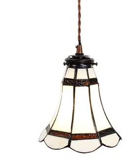 Svítidla Stropní Tiffany lampa hnědé pruhy BrownLine - Ø 15*115 cm E14/max 1*25W Clayre & Eef 5LL-6201