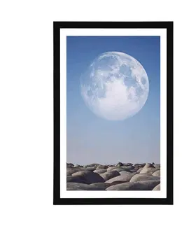 Feng Shui Plakát s paspartou skládané kameny v měsíčním světle