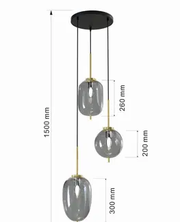 Designová závěsná svítidla WOFI Závěsné svítidlo Belleville 3x E14 černá + zlatá 5007-302