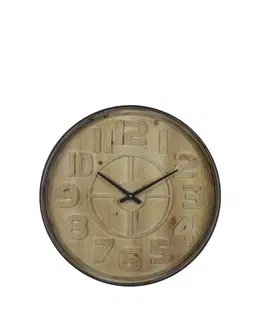 Hodiny Dřevěné nástěnné hodiny s kovovým rámem Logan - Ø 60*6cm Light & Living 7108964