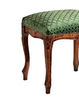 Stylové a luxusní taburety Estila Barokní luxusní čalouněná taburetka Clasica z masivního dřeva s ornamentálním vyřezáváním 45cm