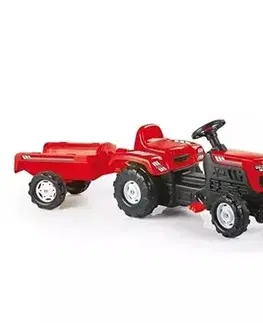 Dětská vozítka a příslušenství Dolu Šlapací traktor Ranchero s vlečkou, červená