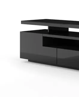 Televizní stolky Televizní stolek EVA 195 cm černý mat, černý lesk