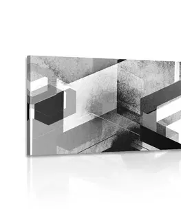 Černobílé obrazy Obraz futuristická geometrie v černobílém provedení