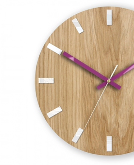 Hodiny ModernClock Nástěnné hodiny Simple Oak hnědo-fialové