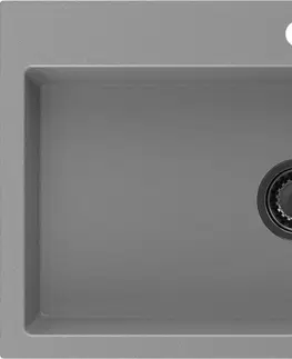 Sifony k pračkám MEXEN/S Omar granitový dřez 800 x 480 mm, šedá, černý sifon 6520801005-71-B