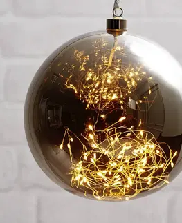 Vánoční osvětlení do oken STAR TRADING Glow LED dekorační koule ze skla, Ø 20 cm šedá