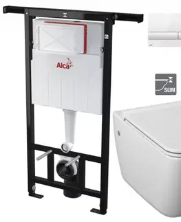 WC sedátka ALCADRAIN Jádromodul předstěnový instalační systém s bílým tlačítkem M1710 + WC JIKA PURE + SEDÁTKO SLOWCLOSE AM102/1120 M1710 PU2