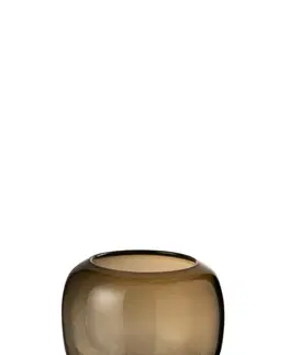 Svícny Hnědá skleněná váza / svícen Dark Brown L - 21*21*24 cm J-Line by Jolipa 3690
