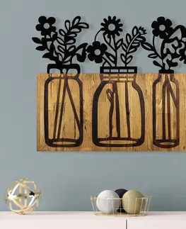 Nástěnné dekorace Kovová nástěnná dekorace VÁZY dřevo 65 cm