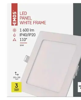 Bodovky do podhledu na 230V EMOS LED podhledové svítidlo NEXXO bílé, 22,5 x 22,5 cm, 18 W, neutrální bílá ZD2145