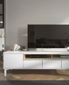 TV stolky Tvilum TV stolek TREY 155,5 cm bílý/dub