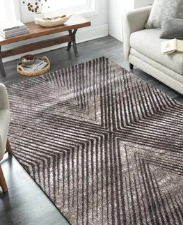 Moderní koberce Moderní koberec se zajímavým geometrickým vzorem opakujících se diagonálních čar Šířka: 80 cm | Délka: 150 cm