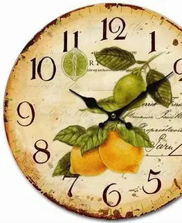 Hodiny Dřevěné nástěnné hodiny Vintage lemons, pr. 34 cm