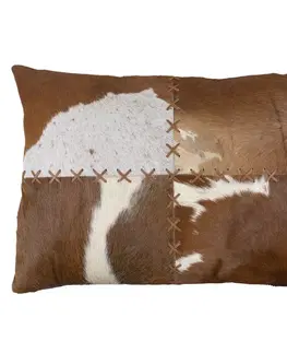 Dekorační polštáře Hnědý kožený polštář s výrazným stehem Stitch Cow - 45*60*15cm Mars & More HGKDKB