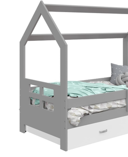 Postele Dětská postel SPECIOSA D3D 80x160 v barvě šedé se zásuvkou: bílá
