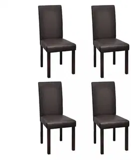 Židle Jídelní židle 4 ks umělá kůže / dřevo Dekorhome Hnědá