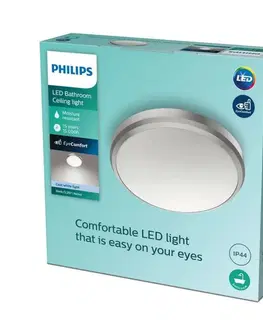 LED stropní svítidla LED Koupelnové stropní přisazené svítidlo Philips DORIS CL257 8718699758844 6W 640lm 4000K IP44 22cm niklové