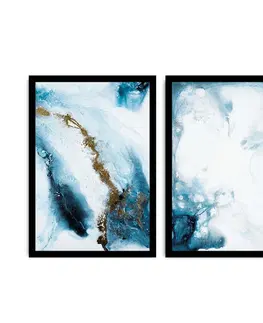 Obrazy Wallity Sada nástěnných obrazů Mramory 36x51 cm 2 ks modrá