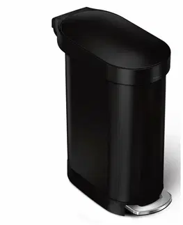 Odpadkové koše Simplehuman Oválný pedálový koš s nerezovým rámečkem Slim 45 l, černá