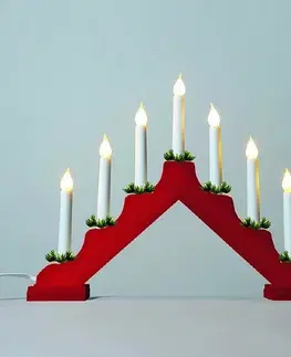 Vánoční dekorace Adventní svícen s taženou žárovkou LED Filament, červená