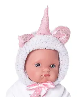 Hračky panenky ANTONIO JUAN - 85105-1 Jednorožec bílý - realistická panenka miminko s celovinylovým tělem