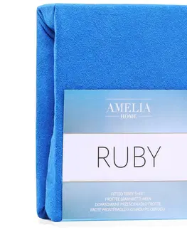Prostěradla Froté prostěradlo s gumou AmeliaHome Ruby modré, velikost 160-180x200+30