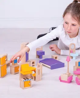 Dřevěné hračky Bigjigs Toys Dřevěný nábytek do domečku pro panenky DOLLS