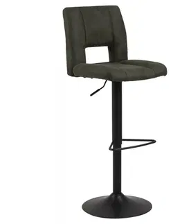 Barové židle Actona Otočná barová židle Sylvie tmavě zelená/černá