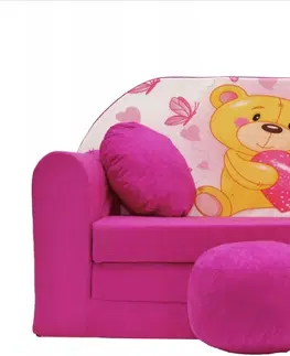 Dětské sedačky Dětská růžová pohovka s medvědem 98 x 170 cm