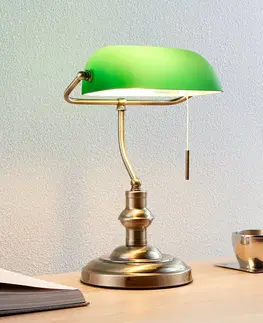 Stolní lampy kancelářské Lindby Milenka - lampa na psací stůl se zeleným stínidlem