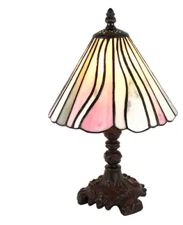 Svítidla Béžovo-růžová stolní lampa Tiffany Tasia - Ø 20*34 cm E14/max 1*25W Clayre & Eef 5LL-6193