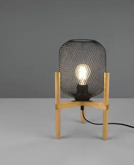 Stolní lampy na noční stolek Reality Leuchten Stolní lampa Calimero s třínohým dřevěným stojanem