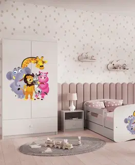 Dětské postýlky Kocot kids Dětská postel Babydreams ZOO bílá, varianta 80x180, se šuplíky, s matrací