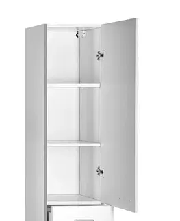 Koupelnový nábytek AQUALINE ZOJA/KERAMIA FRESH skříňka vysoká s košem 35x184x29cm, bílá 51230