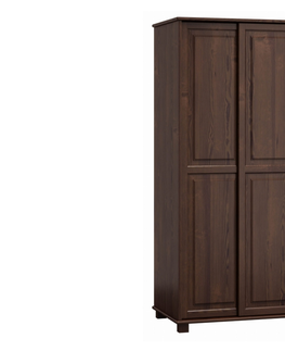 Šatní skříně Skříň šatní 2D BHAGIRA 6, šíře 90 cm, masiv borovice, moření: ořech