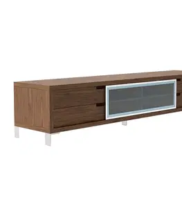 Luxusní a designové televizní stolky Estila Hnědý dřevěný TV stolek Vita Naturale s posuvnými dvířky 238cm