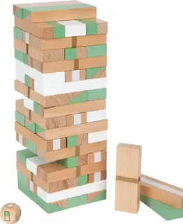Dřevěné hračky Small foot Dřevěná věž JENGA GOLD hnědo-zelená
