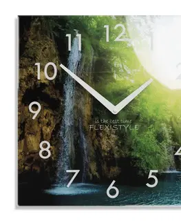 Nástěnné hodiny Dekorační skleněné hodiny 30 cm s vodopádem