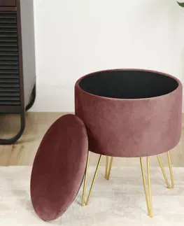 Taburety Ak furniture Taburet Lili s úložným prostorem růžový