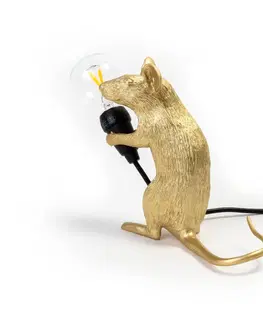 Vnitřní dekorativní svítidla SELETTI LED deko stolní lampa Mouse Lamp USB sedící zlatá