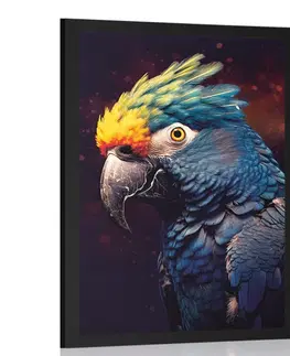 Vládci živočišné říše Plakát modro-zlatý papoušek