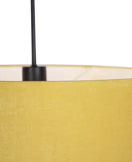 Zavesna svitidla Moderní závěsná lampa černá s odstínem 50 cm žlutá - Combi 1