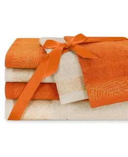 Ručníky AmeliaHome Sada 6 ks ručníků BELLIS klasický styl oranžová