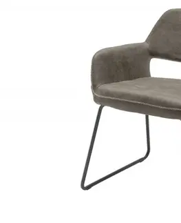 Luxusní jídelní židle Estila Moderní čalouněná jídelní židle Pala v hnědošedém odstínu s koženým povrchem 77cm