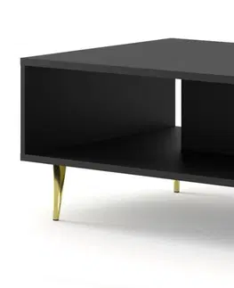 Konferenční stolky ARTBm Konferenční stolek RAVENNA B 90 | černá matná Provedení: Černý mat / zlaté nohy
