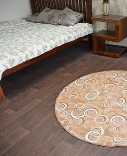 Koberce a koberečky Dywany Lusczow Kulatý koberec DROPS Bubbles béžový, velikost kruh 170